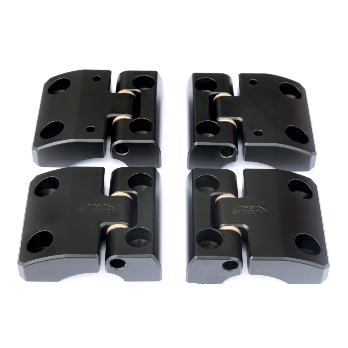 Defender Front Door Hinge Set Black Billet Aluminium EXT01428 Exmoor Rimmer Bros